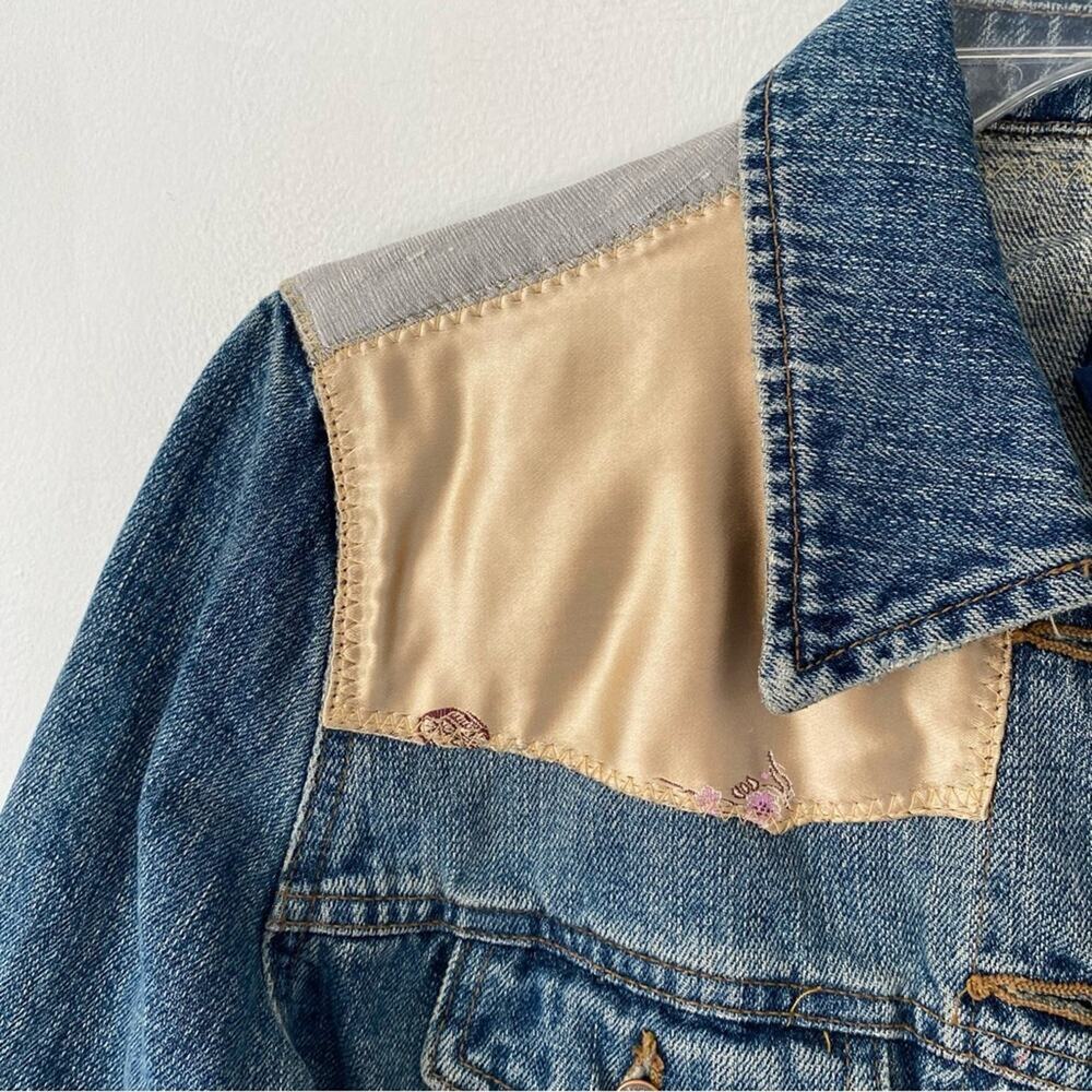 Vintage 90s Y2K Gap Asian Patchwork Denim Jean Jacket size small - Picture 4 of 8